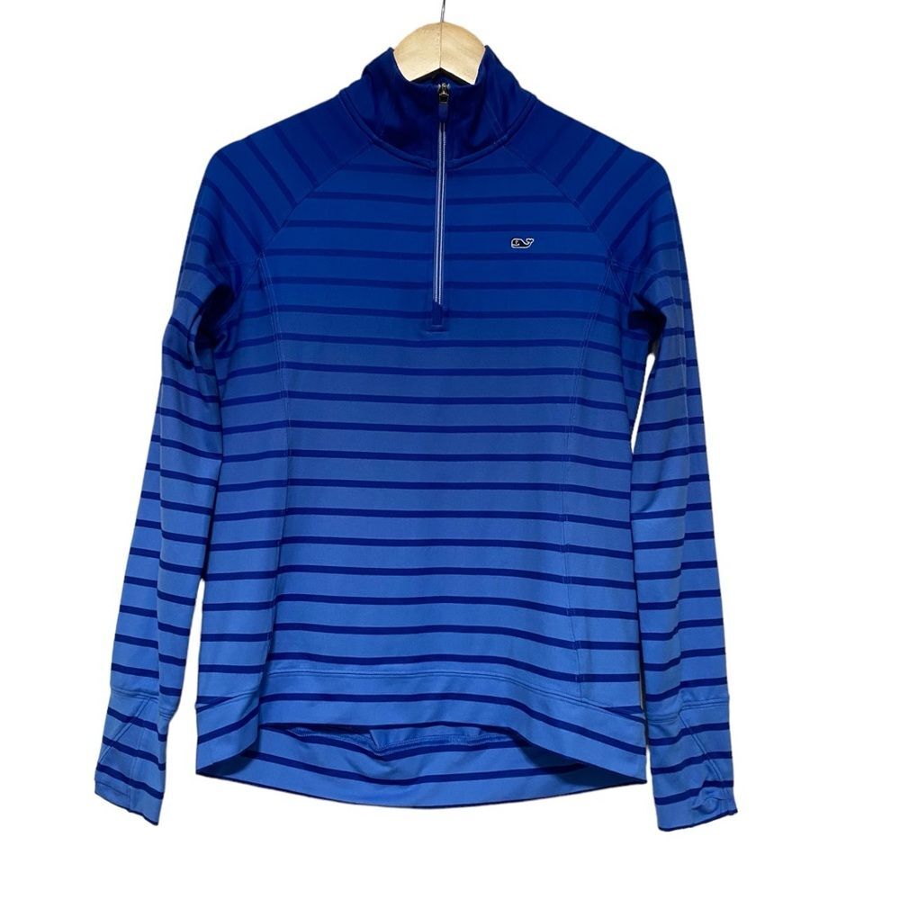 Vineyard Vines Blue Stripe Ombré Athletic Quarter Zip Pullover